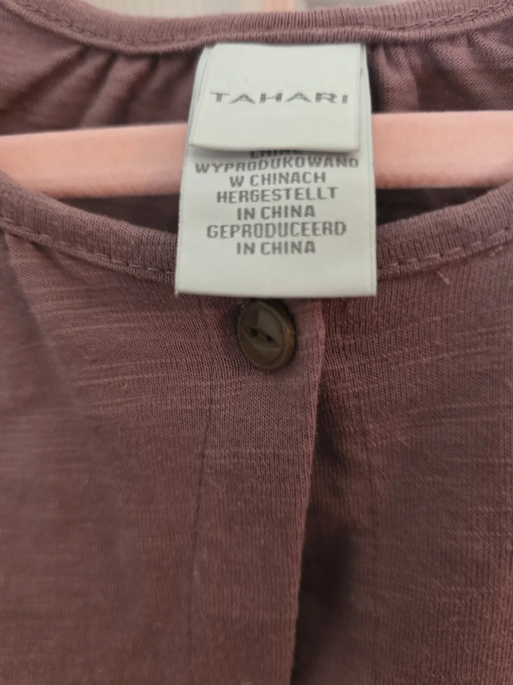Tahari Mauve Button-Front Tunic with Leopard Print Leggings